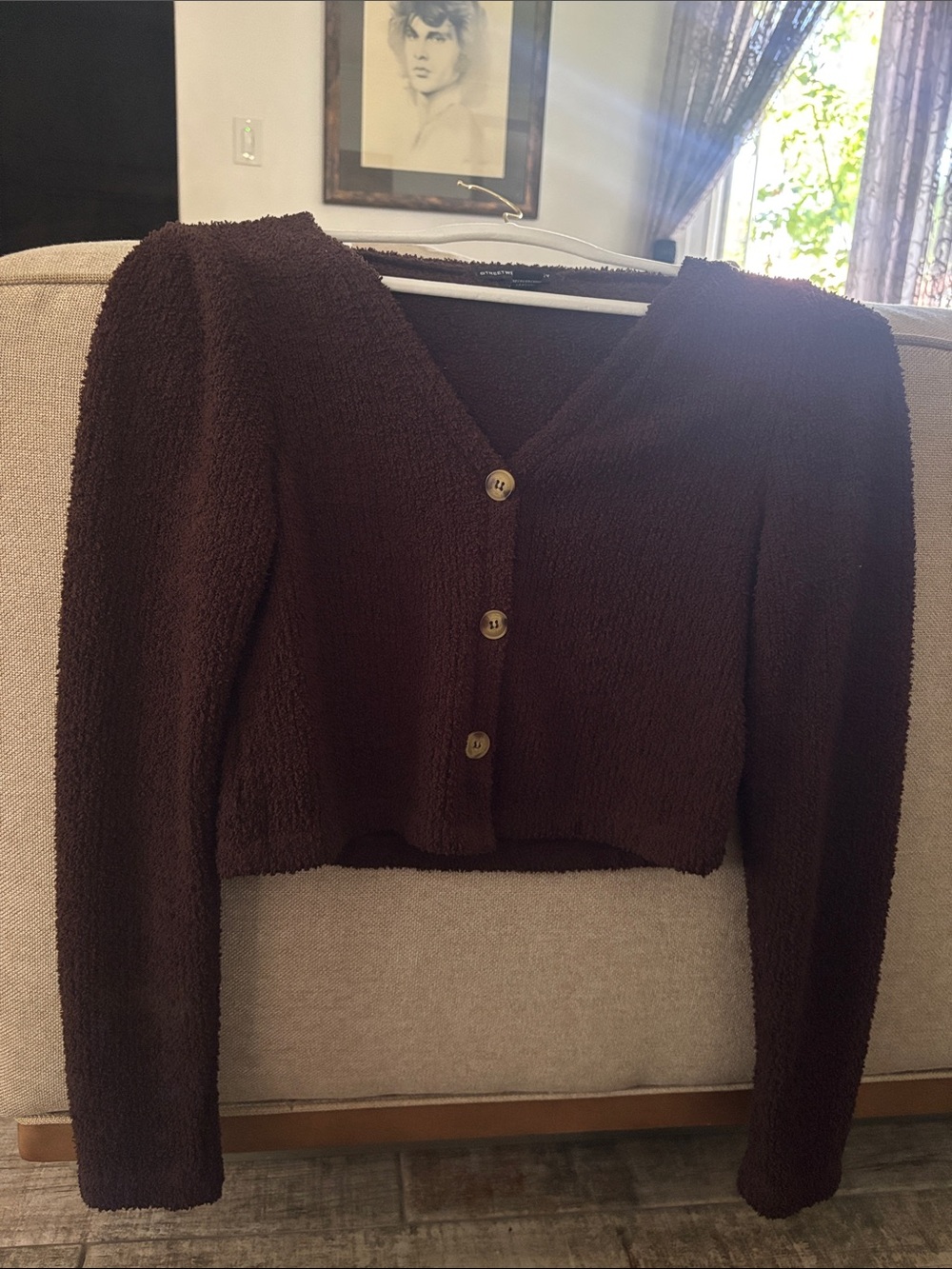 Streetwear Society Brown Plush Button Cardigan